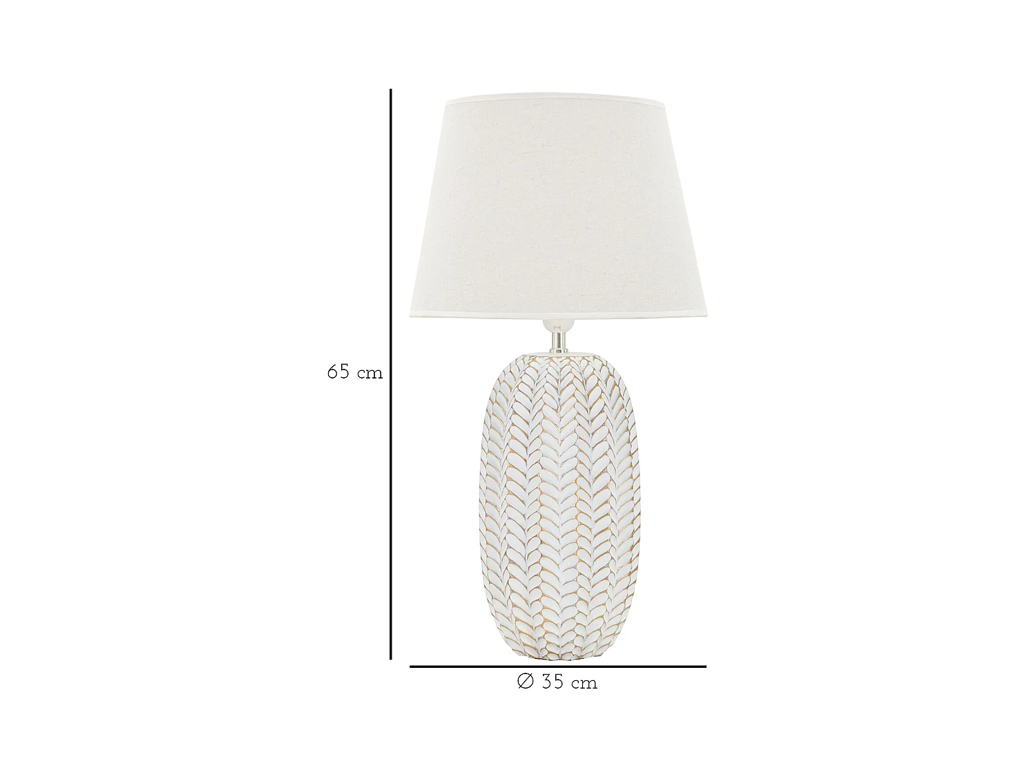 Lampe à Poser en Résine "Leaf" 65cm Blanc