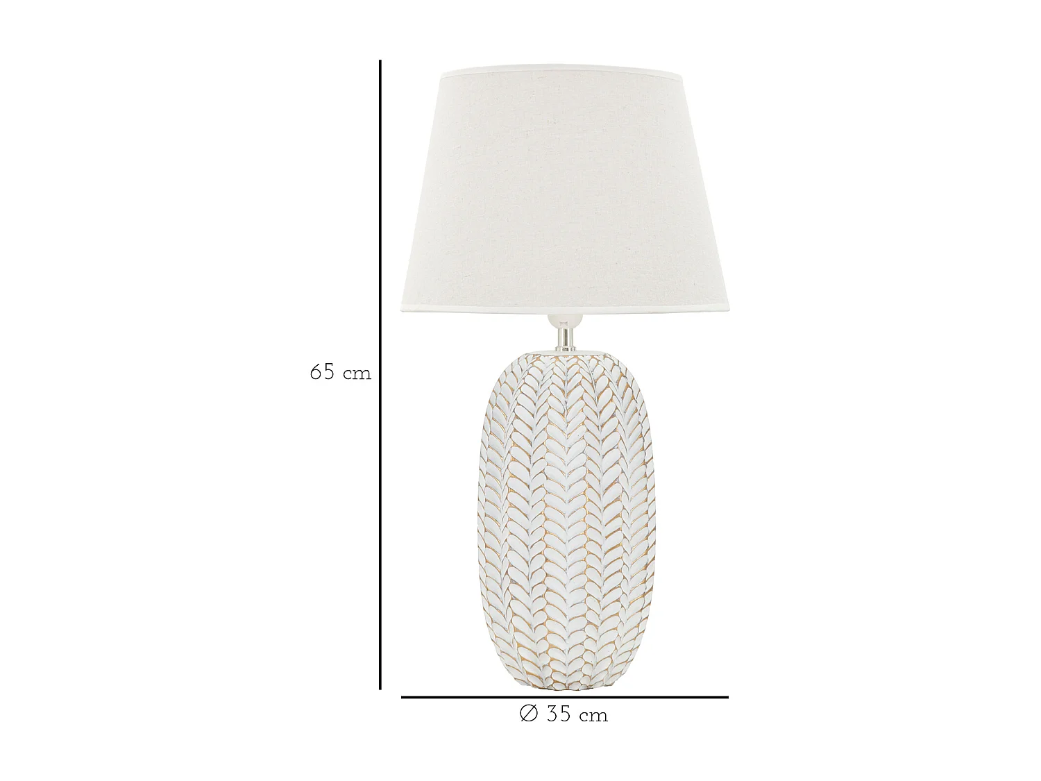 Lampe à Poser en Résine "Leaf" 65cm Blanc