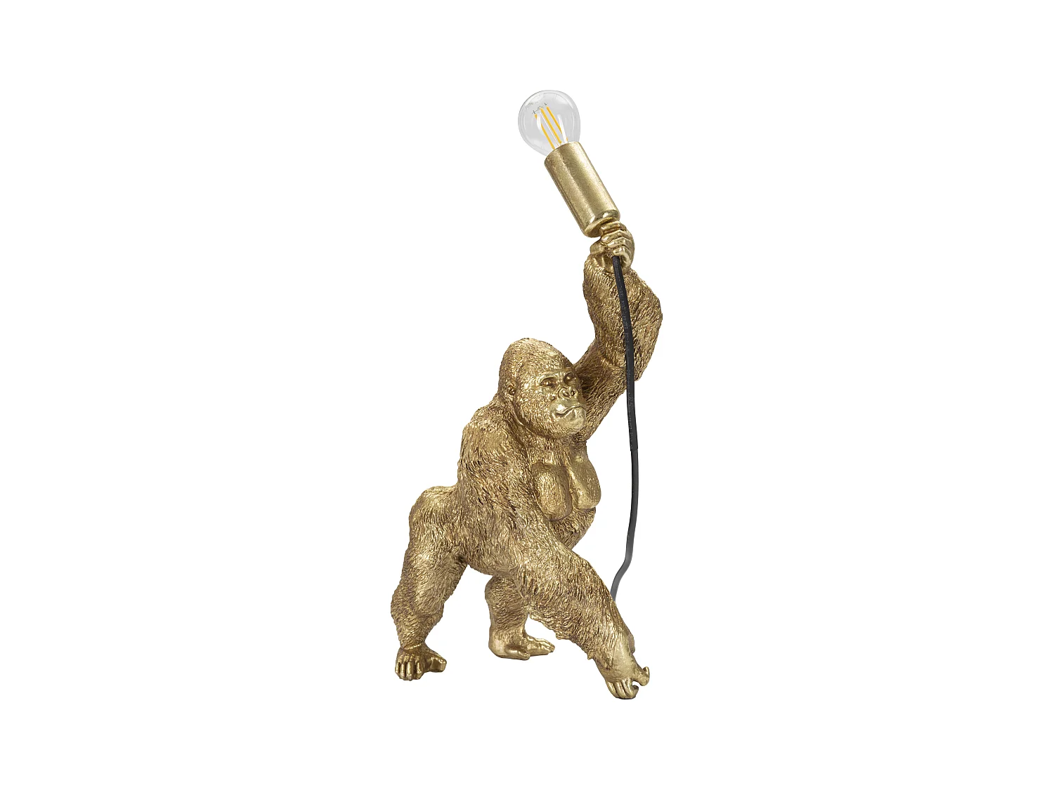 Lampe de Table GORILLA Doré - Design Ludique en Résine - Forme de Gorille - Dimensions 22,5x16x40 cm - Parfait pour une Ambiance Créative et Moderne