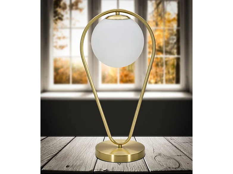 Lampe à Poser Sphère "Glamy Drop" 50cm Blanc & Or