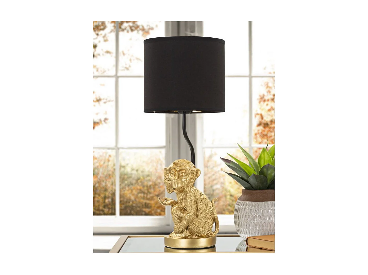 Lampe à Poser Design "Monkey" 51cm Or & Noir