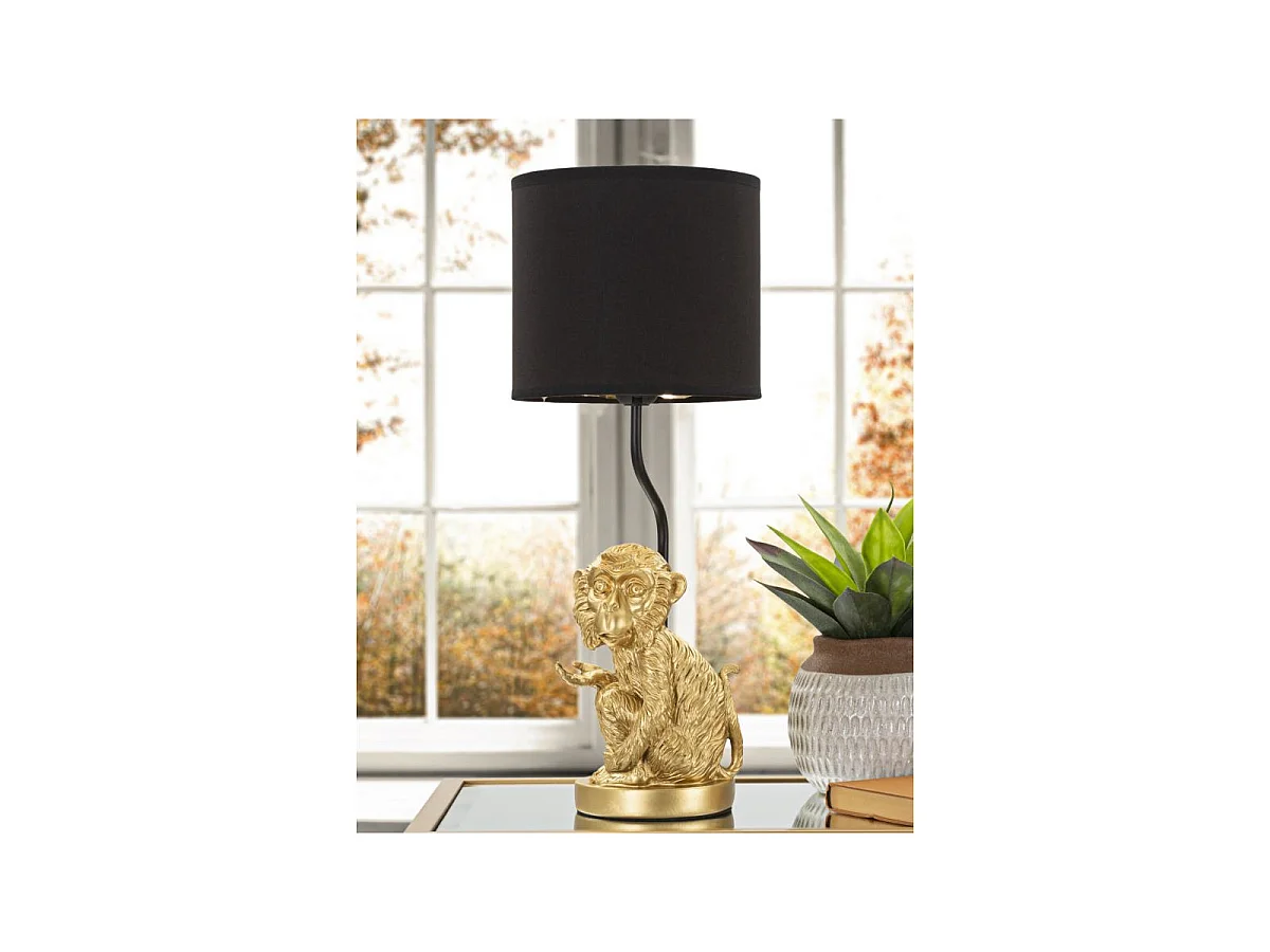 Lampe à Poser Design "Monkey" 51cm Or & Noir