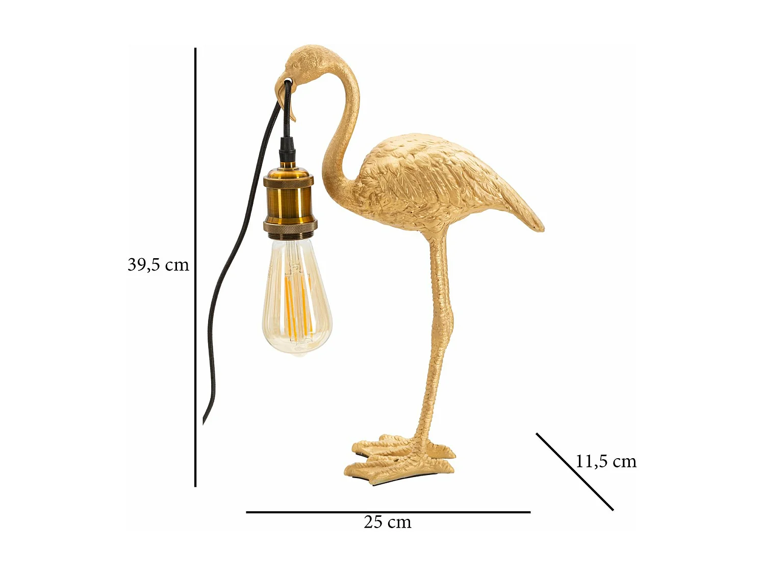 Lampe à Poser en Résine "Flamant Rose" 39cm Or