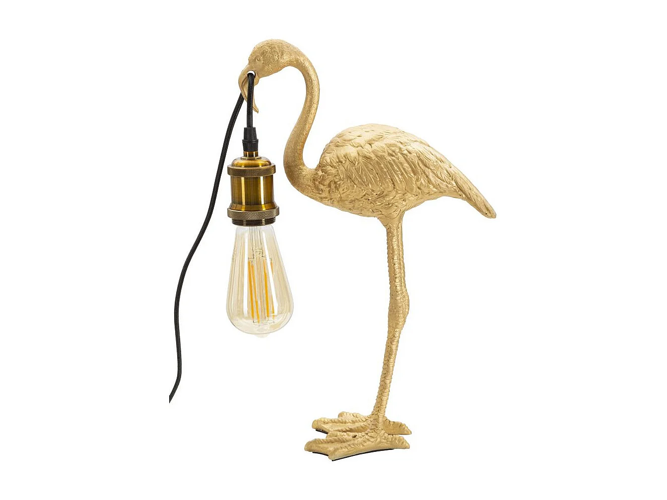 Lampe à Poser en Résine "Flamant Rose" 39cm Or