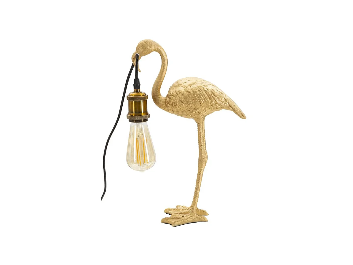 Lampe à Poser en Résine "Flamant Rose" 39cm Or