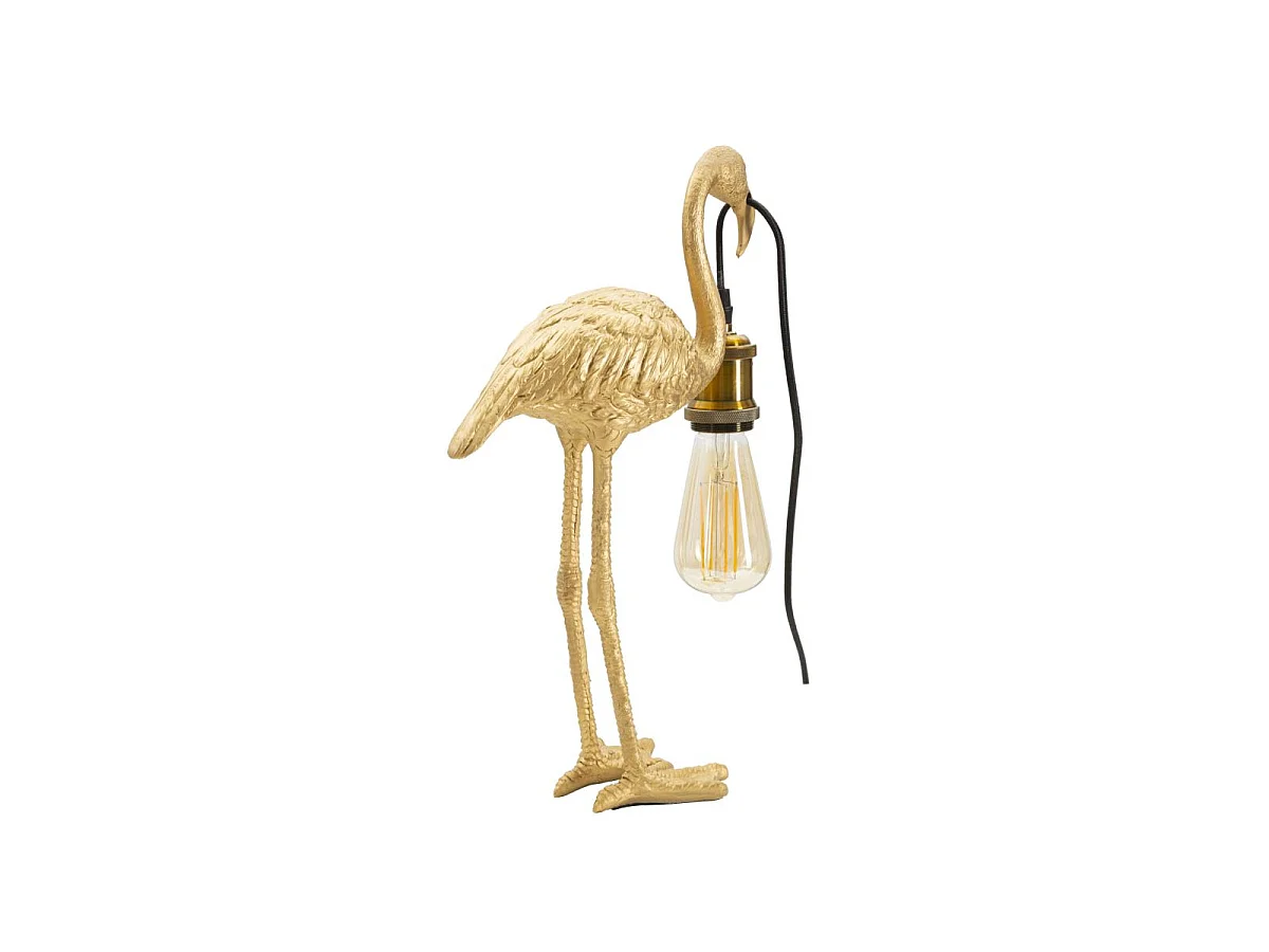 Lampe à Poser en Résine "Flamant Rose" 39cm Or