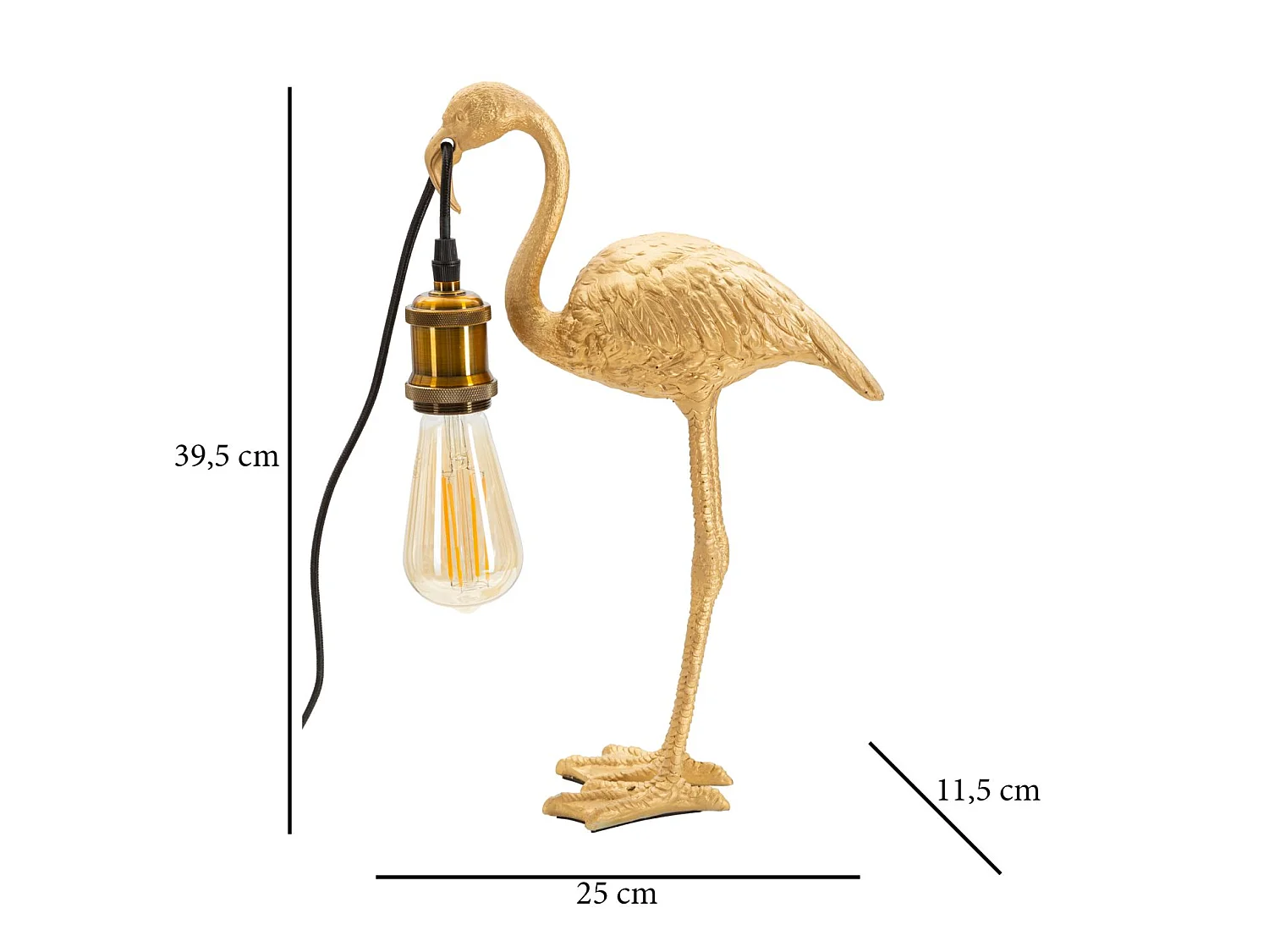Lampe à Poser en Résine "Flamant Rose" 39cm Or