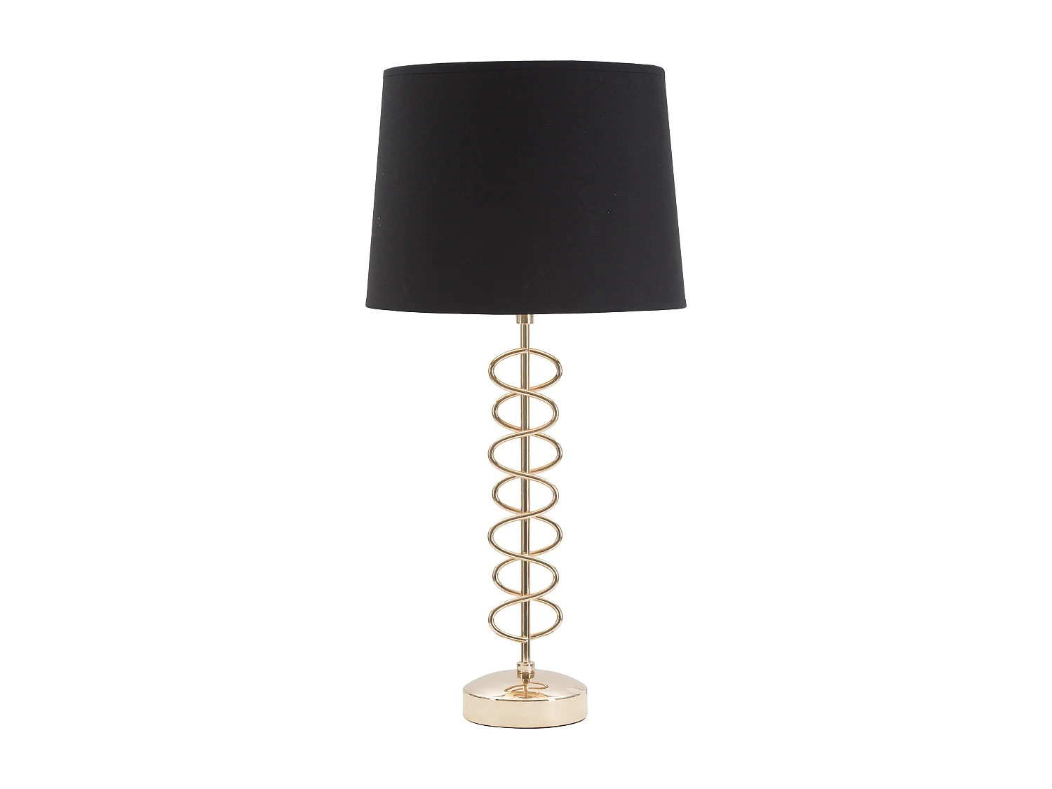Lampada da tavolo in metallo dorata con paralume nero Ø cm 30x61,5