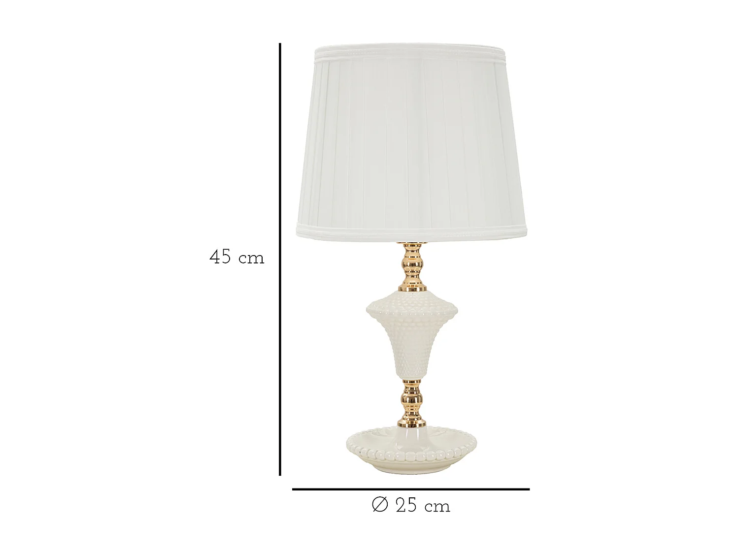 Lampe à Poser en Céramique "Caserta" 45cm Blanc & Or