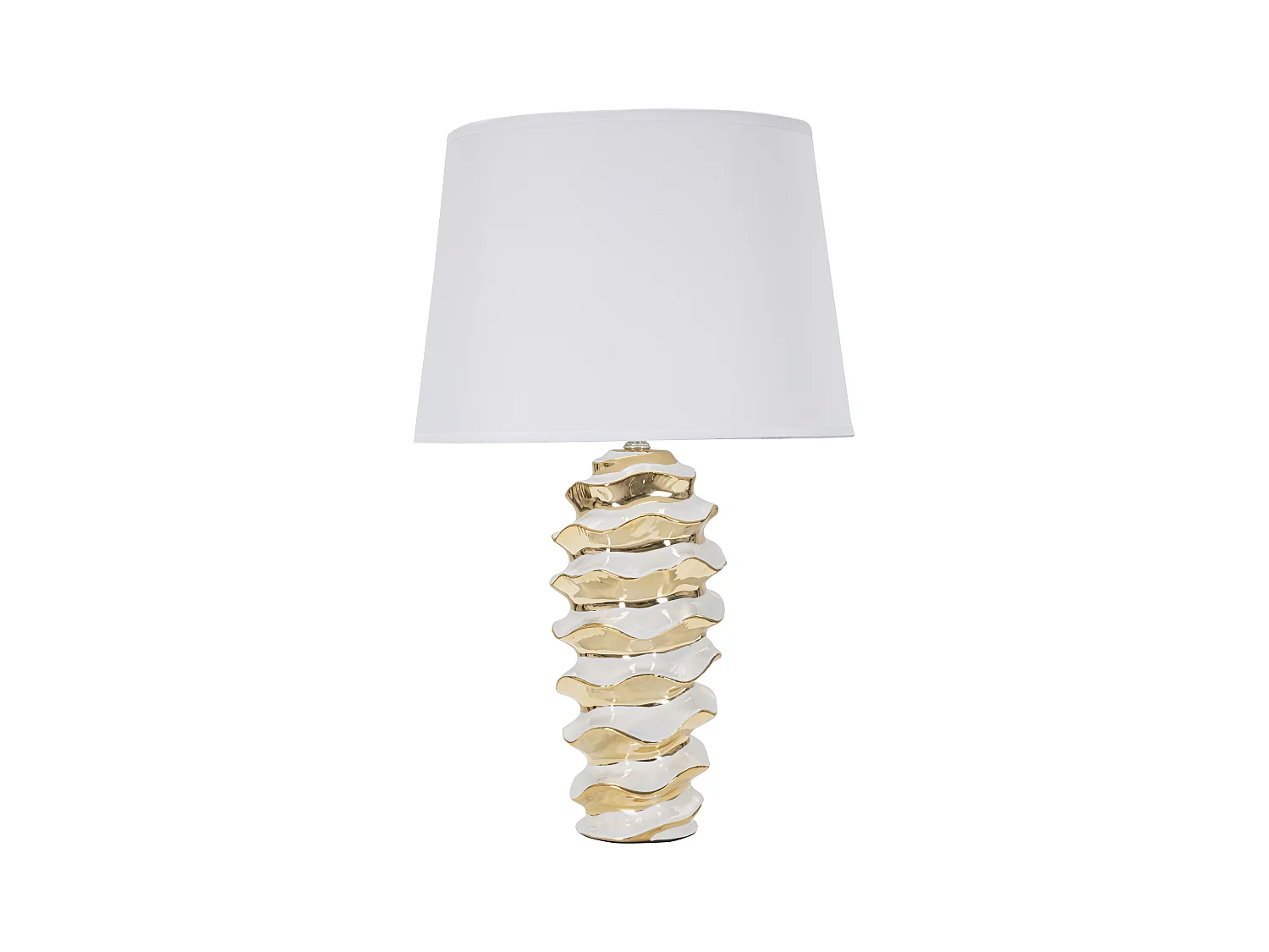 Lampada da tavolo in ceramica bianca e dorata Ø cm 33x53