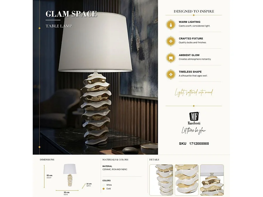 Tischlampe aus Keramik und Stoff Glam Space