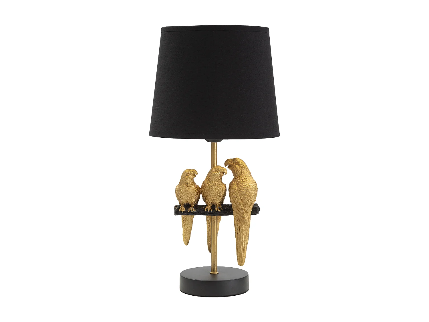 Lampe à Poser Design "Perroquets" 39cm Or & Noir