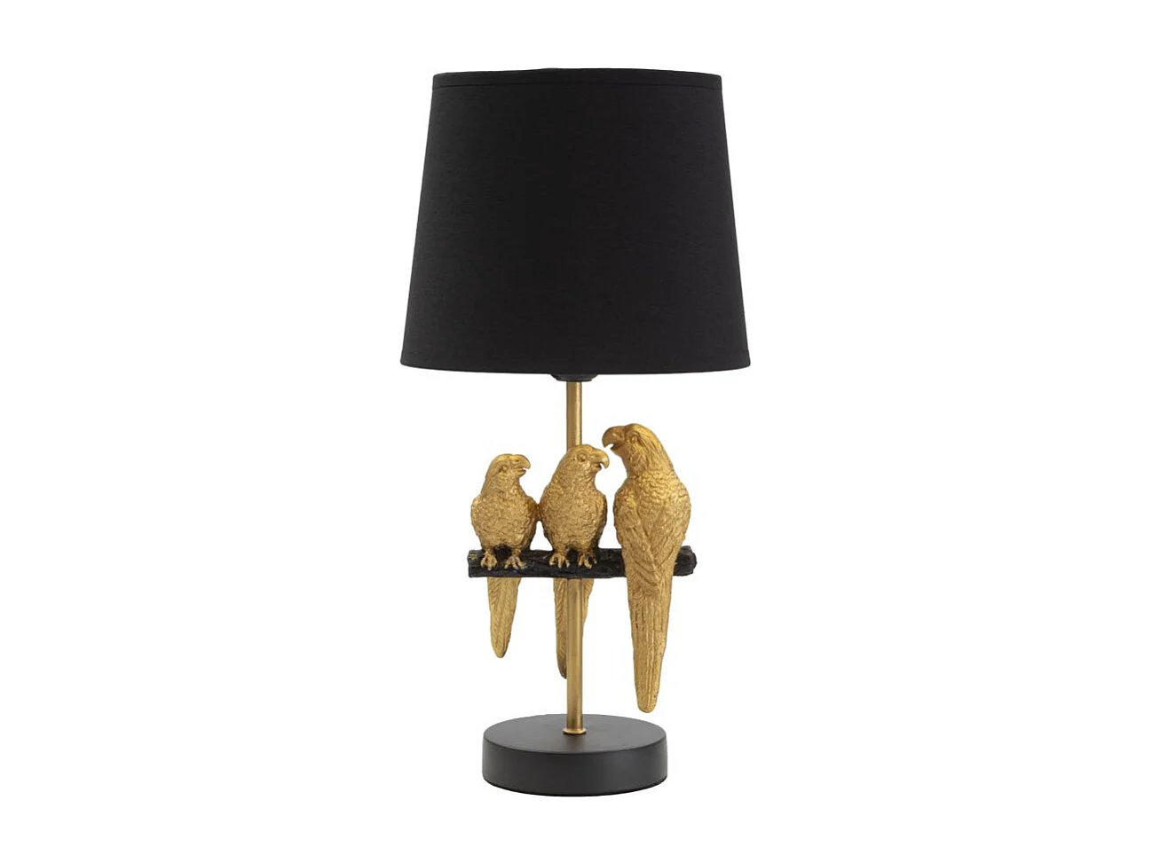 Lampe à Poser Design "Perroquets" 39cm Or & Noir