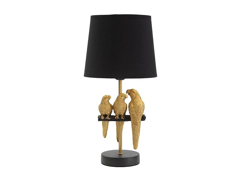 Lampe à Poser Design "Perroquets" 39cm Or & Noir