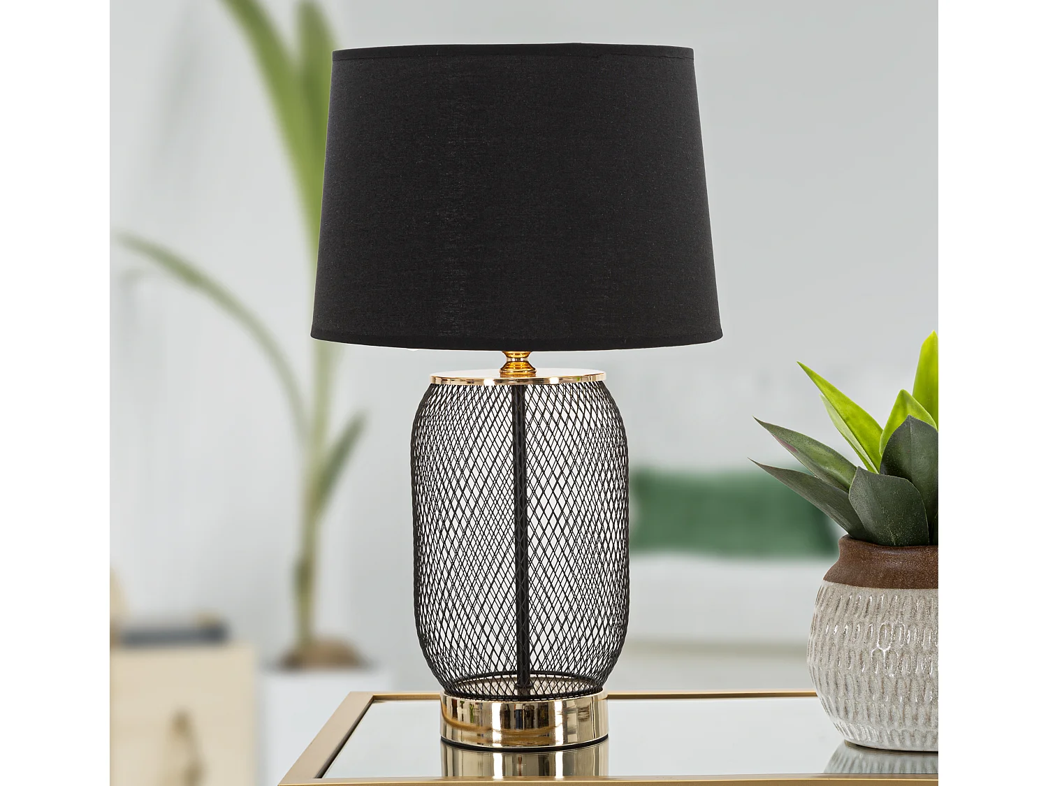 Lampada da tavolo in metallo nera Ø cm 28x47