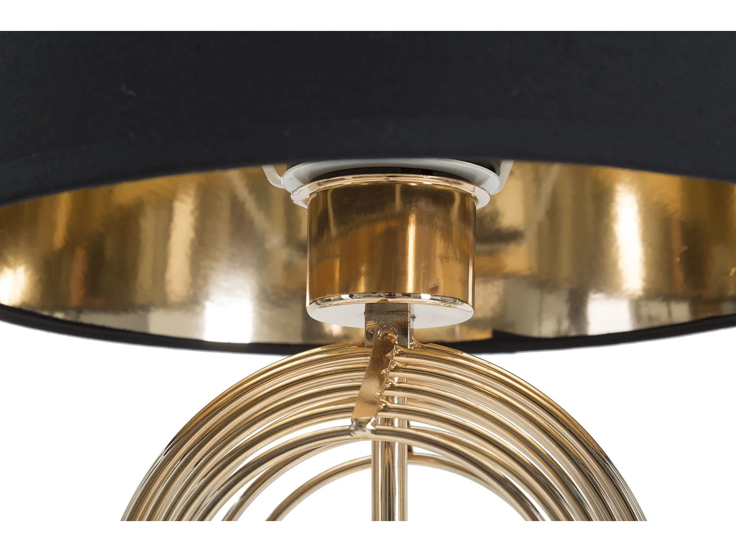 Lampada da tavolo in metallo dorata con paralume nero Ø cm 24x44