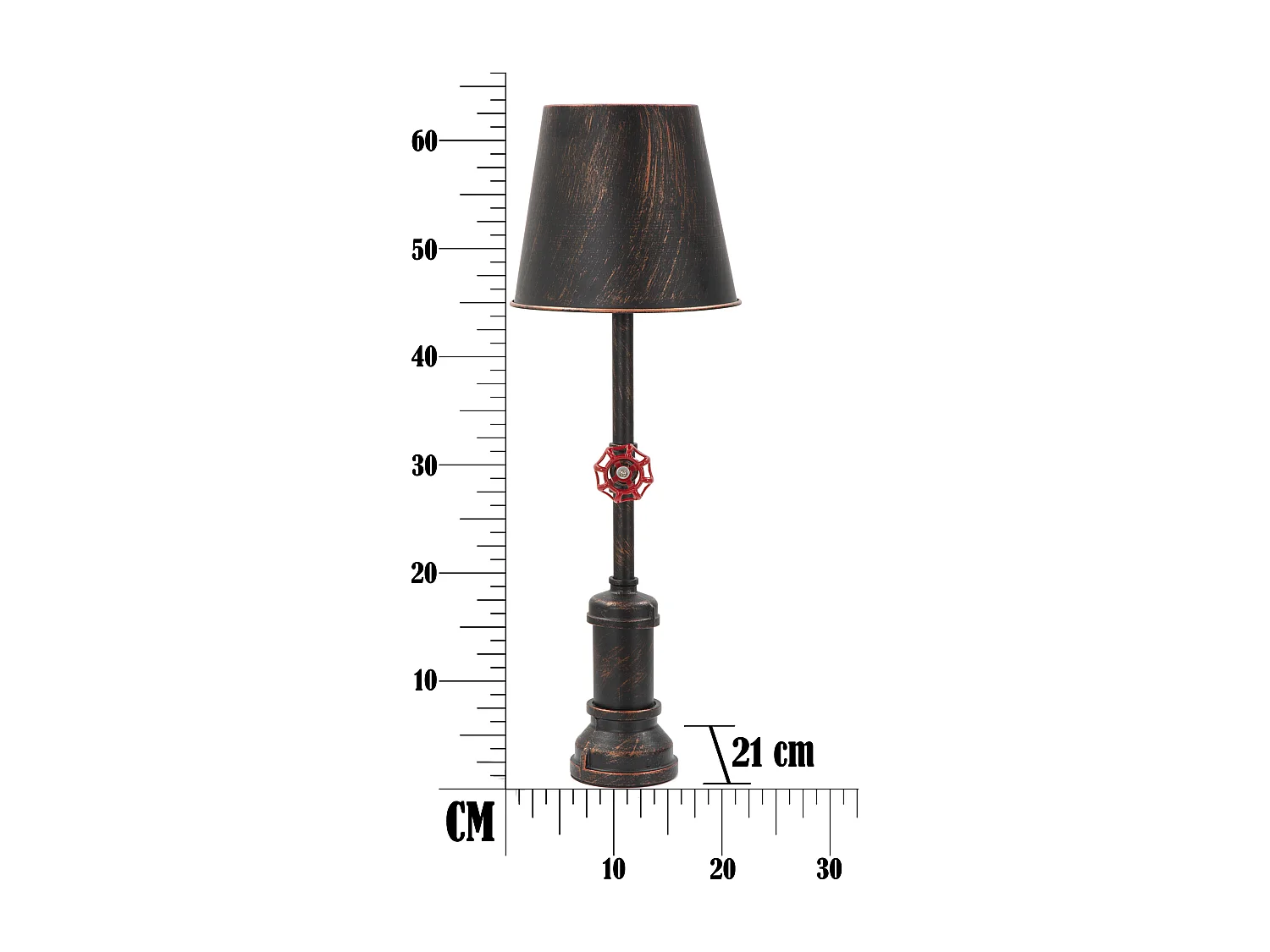 Lampada da tavolo in metallo marrone in stile industriale Ø cm 21x64