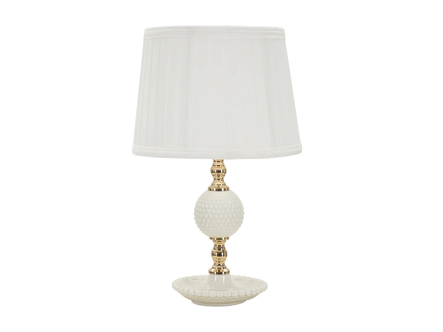 Lampe à poser blanche et or - Design simple et élégant en céramique et métal - Abat-jour en tissu blanc - Dimensions Ø 25x40 cm