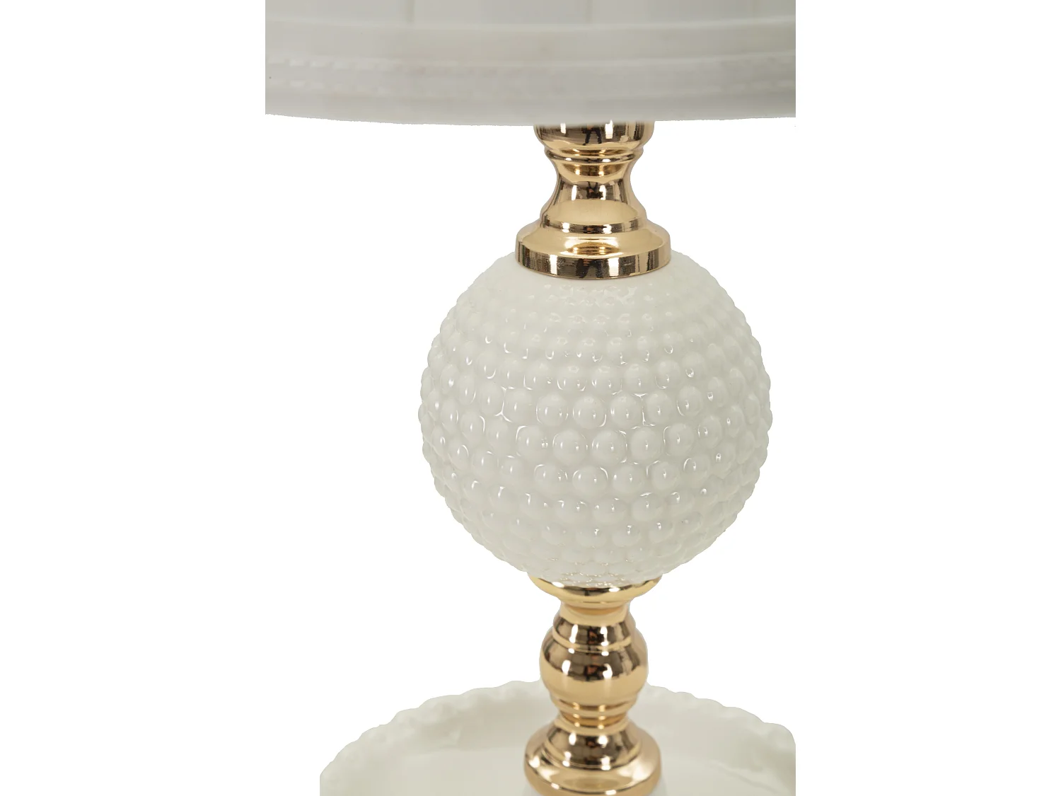 Lampe à poser blanche et or - Design simple et élégant en céramique et métal - Abat-jour en tissu blanc - Dimensions Ø 25x40 cm