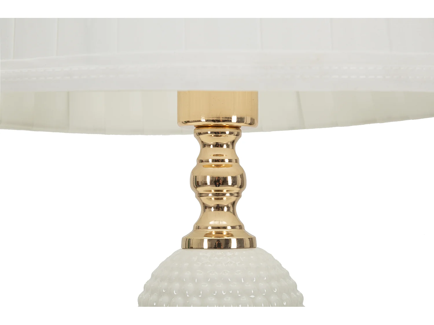 Lampe à poser blanche et or - Design simple et élégant en céramique et métal - Abat-jour en tissu blanc - Dimensions Ø 25x40 cm