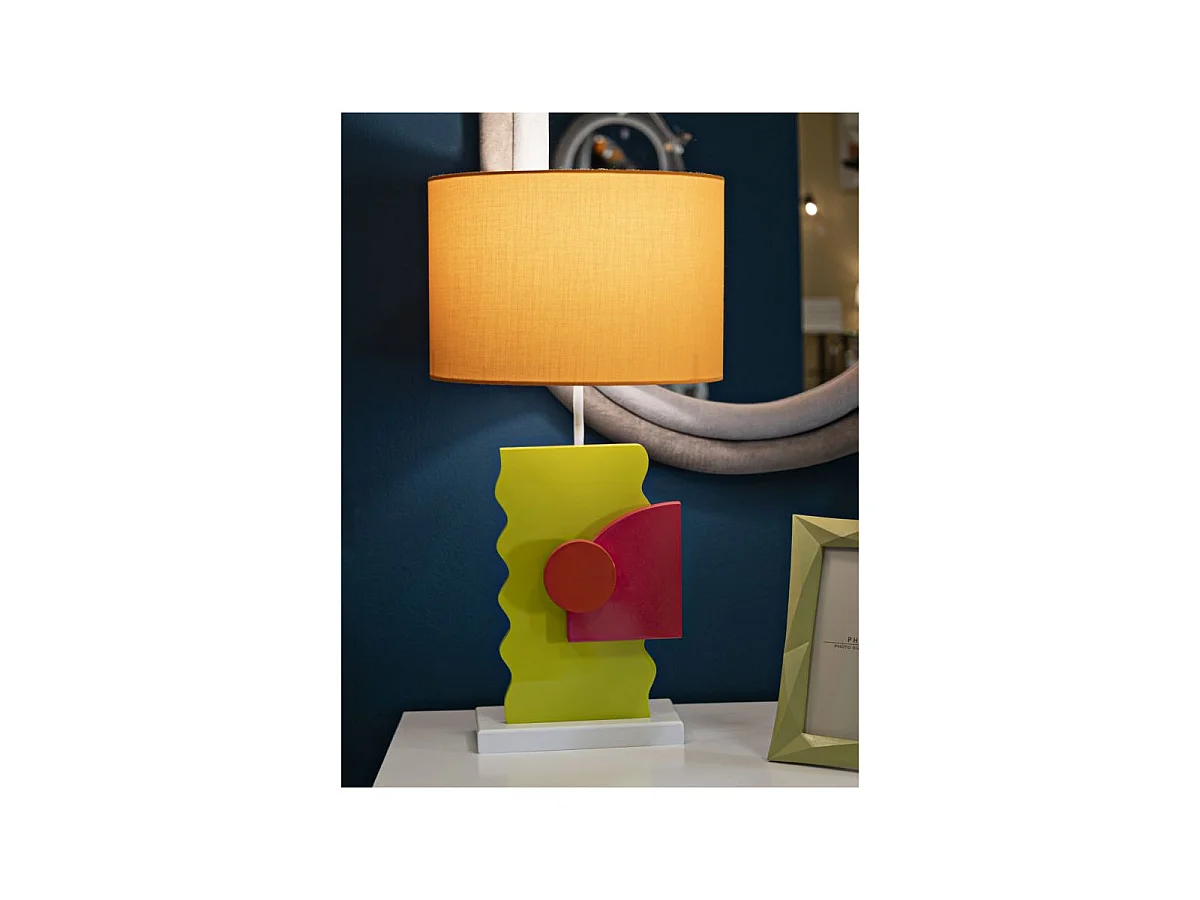 Tischlampe aus MDF und Stoff Color B