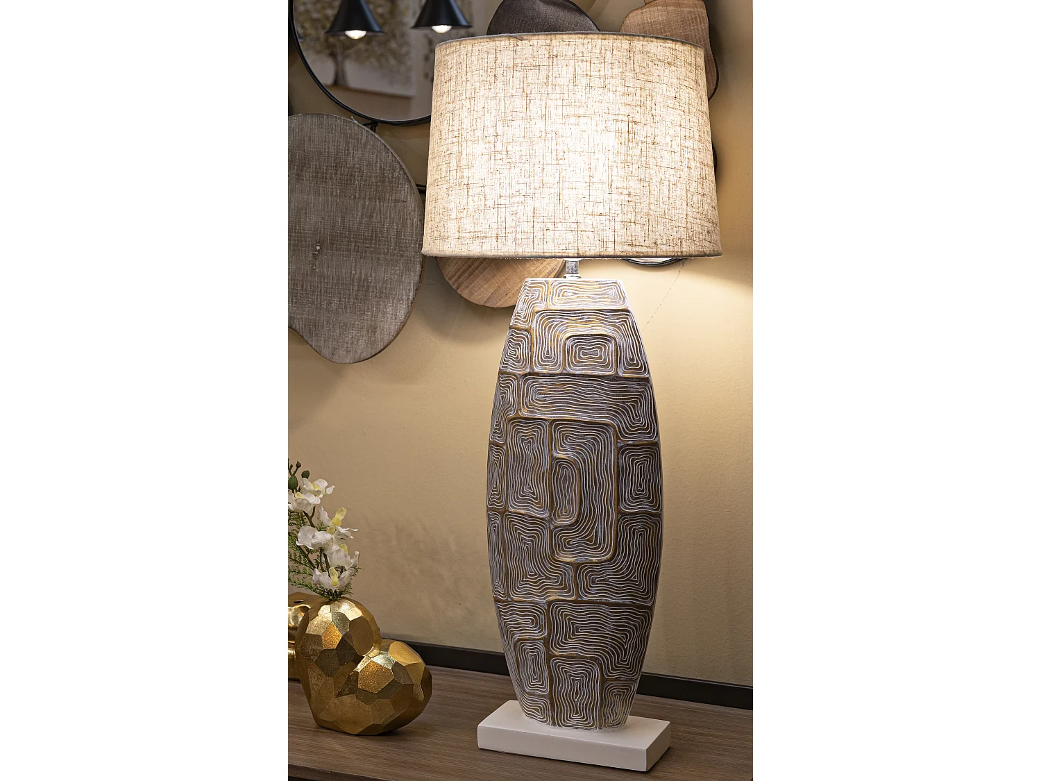 Lampe à Poser en Résine "Elips" 90cm Or