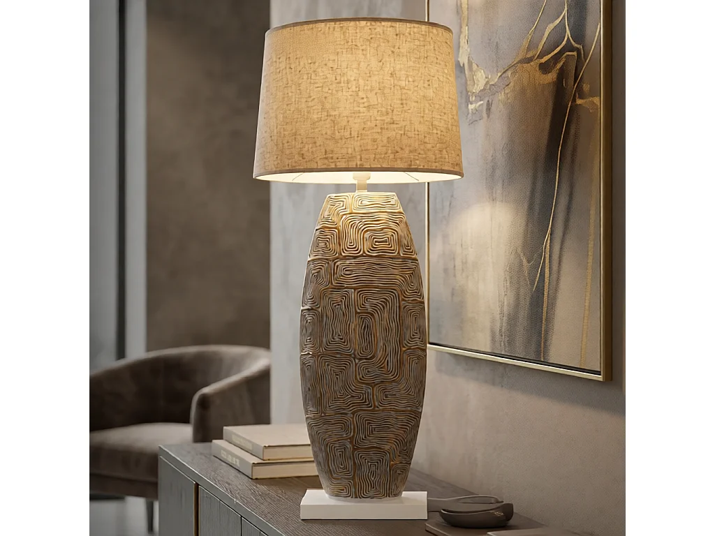 Gouden hars tafellamp Ø 38x90 cm