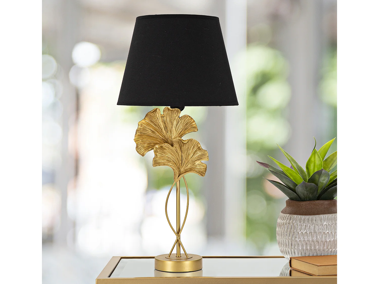 Lampe à Poser Design "Flow" 63cm Or & Noir