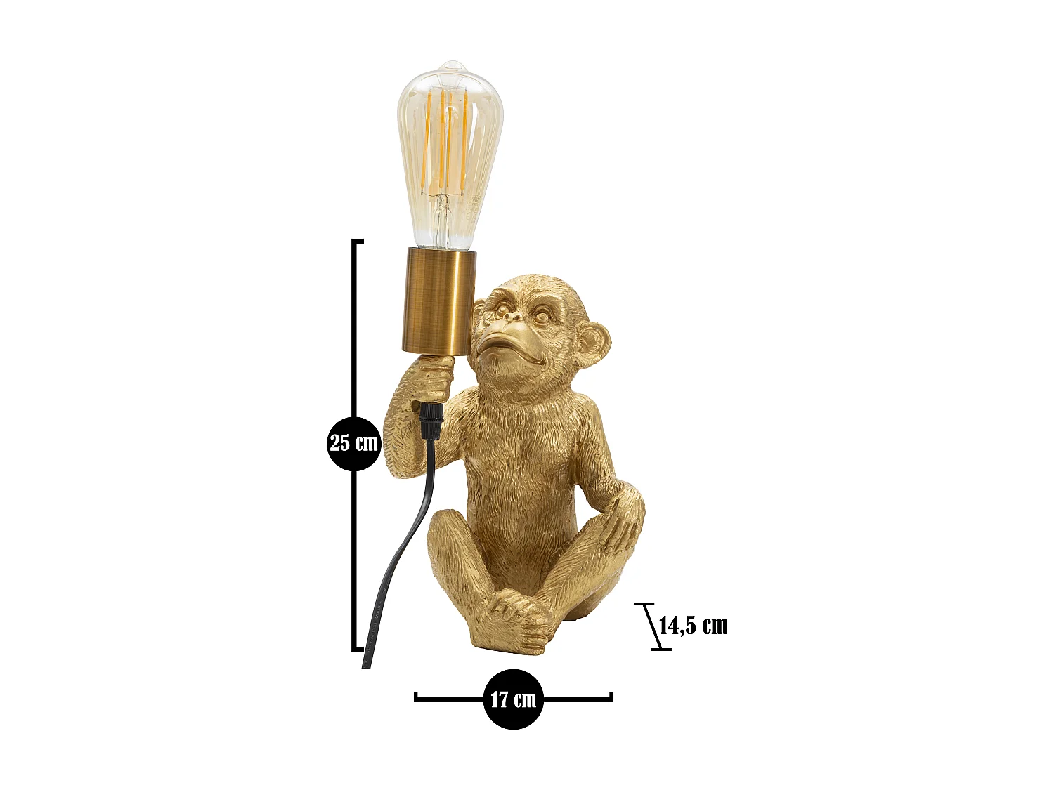 Lampe à Poser en Résine "Monkey" 25cm Or