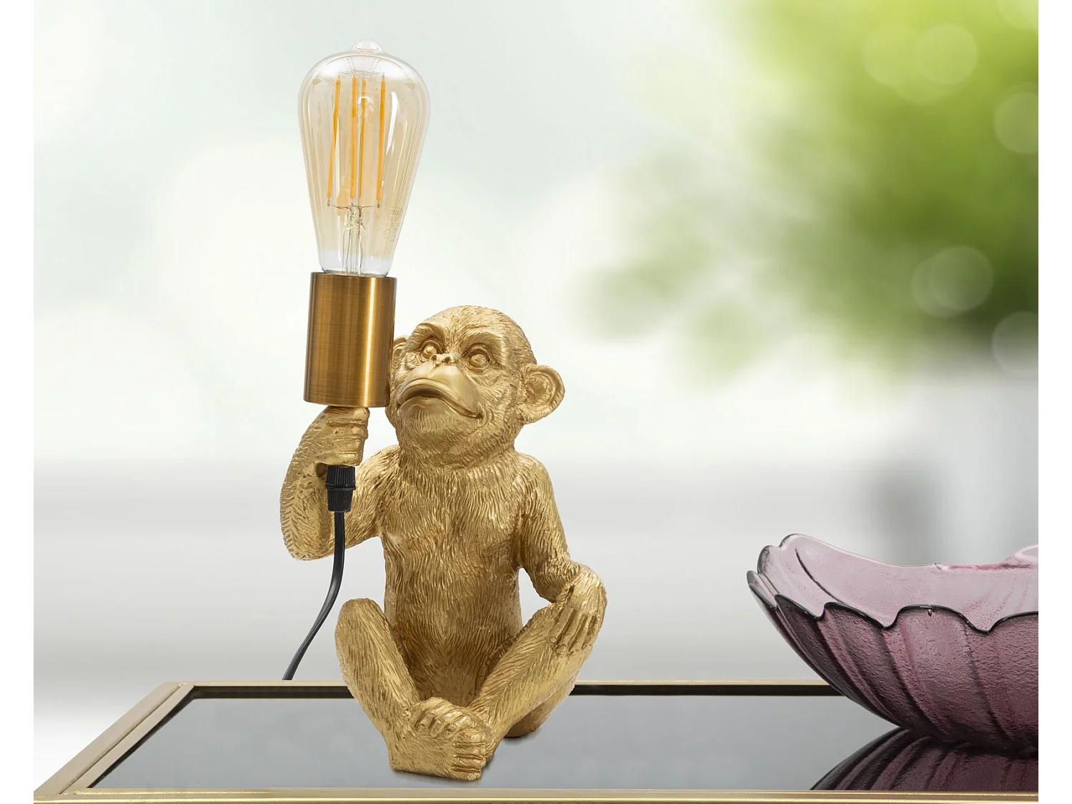 Lampe à Poser en Résine "Monkey" 25cm Or