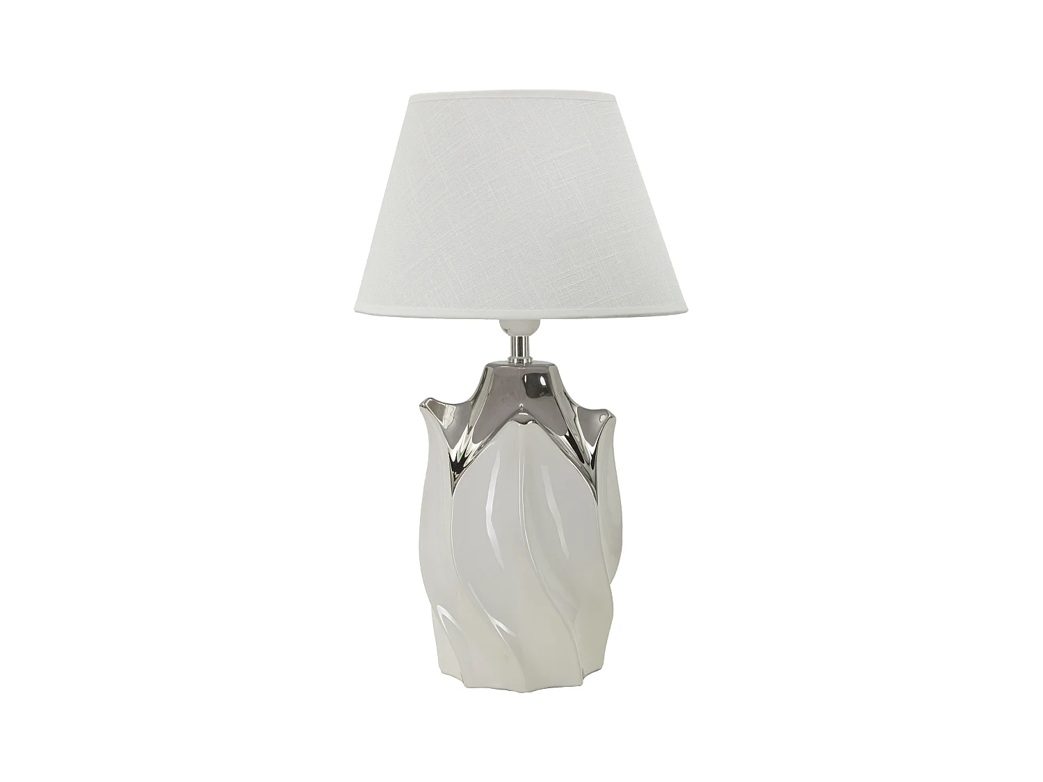 Lampe de table moderne shiney - Céramique Blanche et Grise, Ø 30 x 51 cm