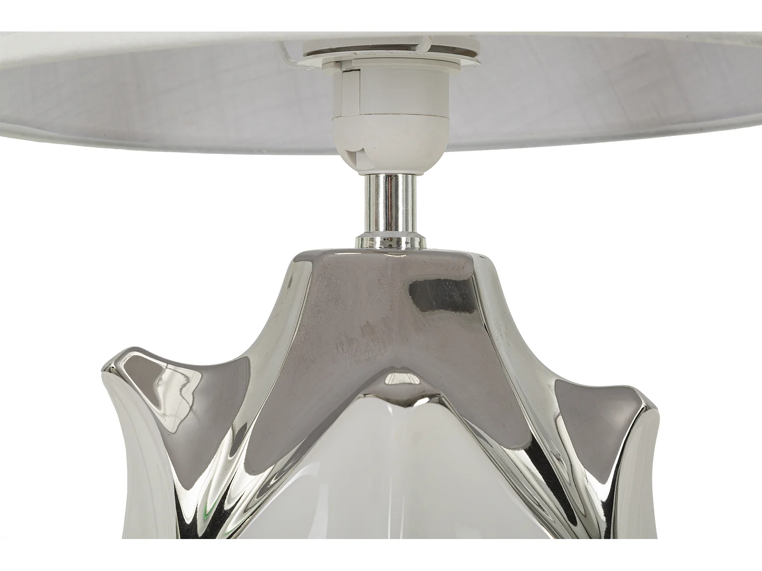 Lampe à Poser en Céramique "Shiney" 51cm Blanc & Argent