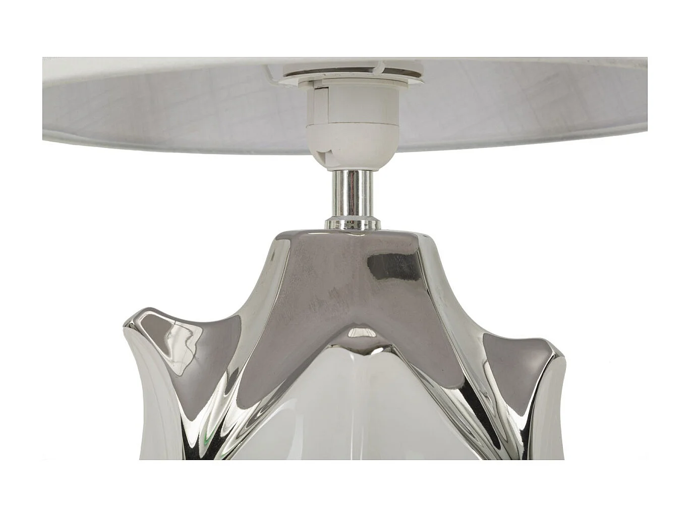 Lampe à Poser en Céramique "Shiney" 51cm Blanc & Argent