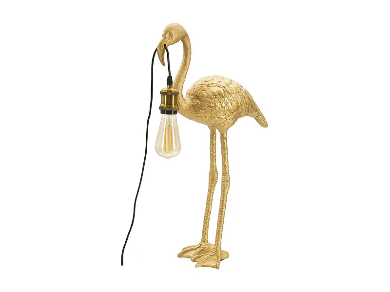 Lampe à Poser en Résine "Flamant Rose" 59cm Or