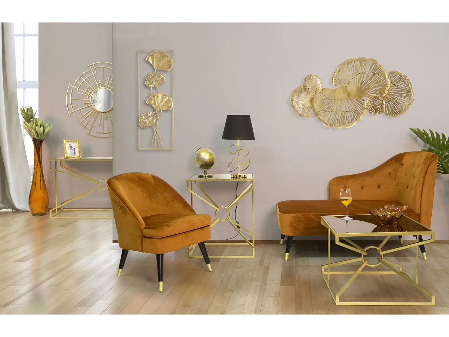 Lampada da tavolo in metallo dorata con cuori Ø cm 30x54,5