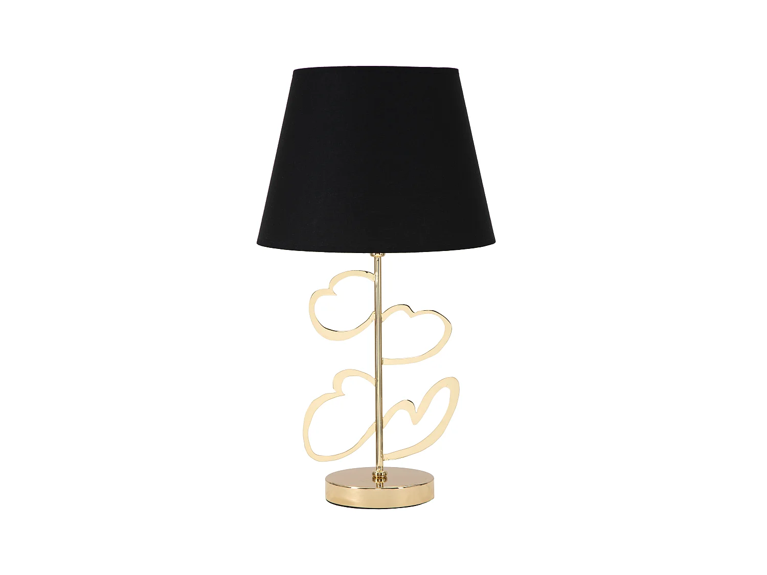 Lampe de Table - Style Glamour avec Abat-Jour en Tissu Noir et Détails Dorés - Dimensions Ø 30 cm x Hauteur 54,5 cm - Matériaux Fer, Papier et Tissu