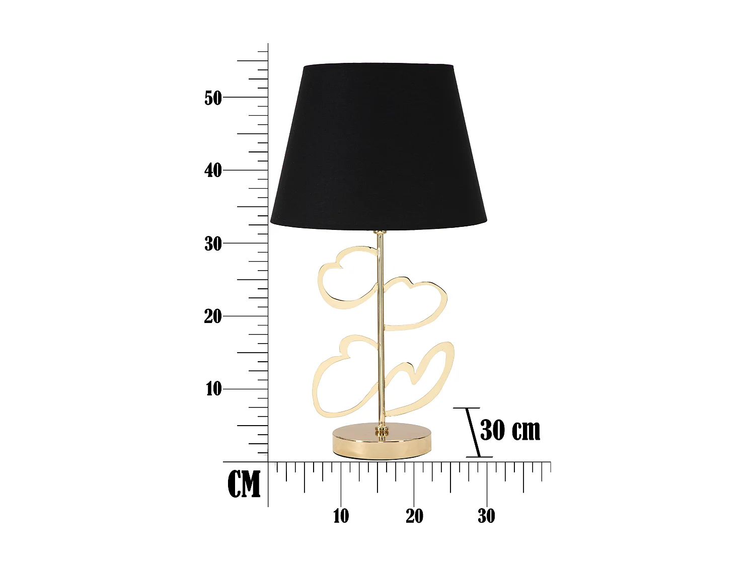 Lampe à Poser en Métal "Hearts" 54cm Noir & Or