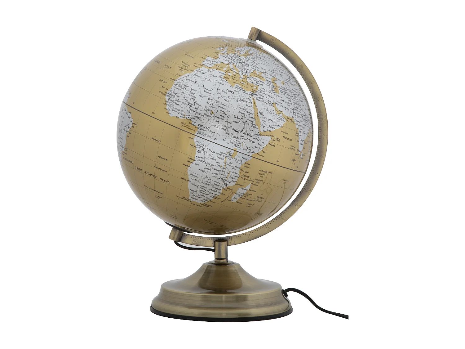 Lampe globe en PVC avec base en métal doré Ø cm 25x38