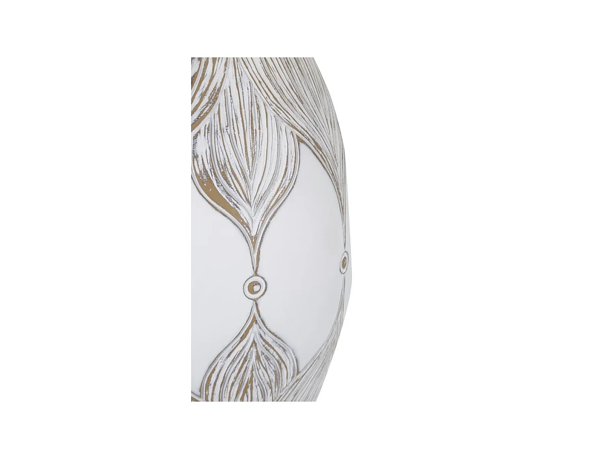 Witte hars tafellamp met beige lampenkap Ø 38x67 cm