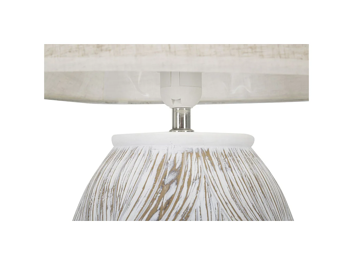 Witte hars tafellamp met beige lampenkap Ø 38x67 cm