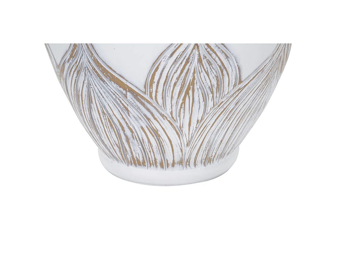 Witte hars tafellamp met beige lampenkap Ø 38x67 cm