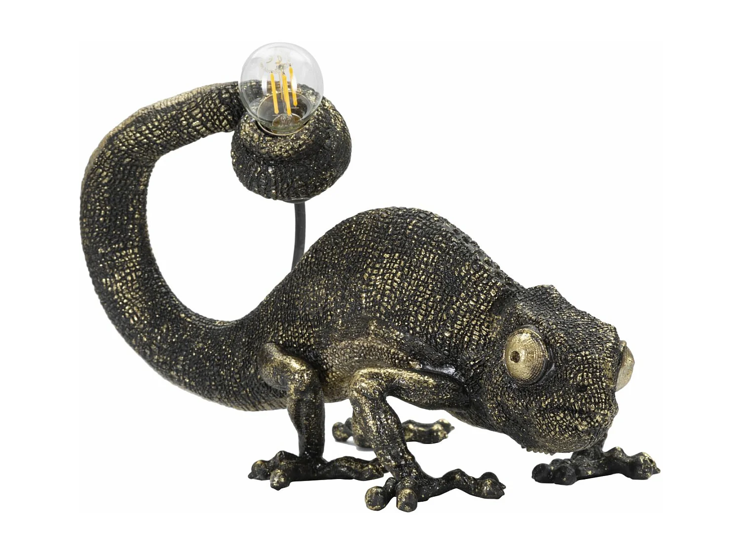 Lampe à Poser en Résine "Lézard" 37cm Noir & Or