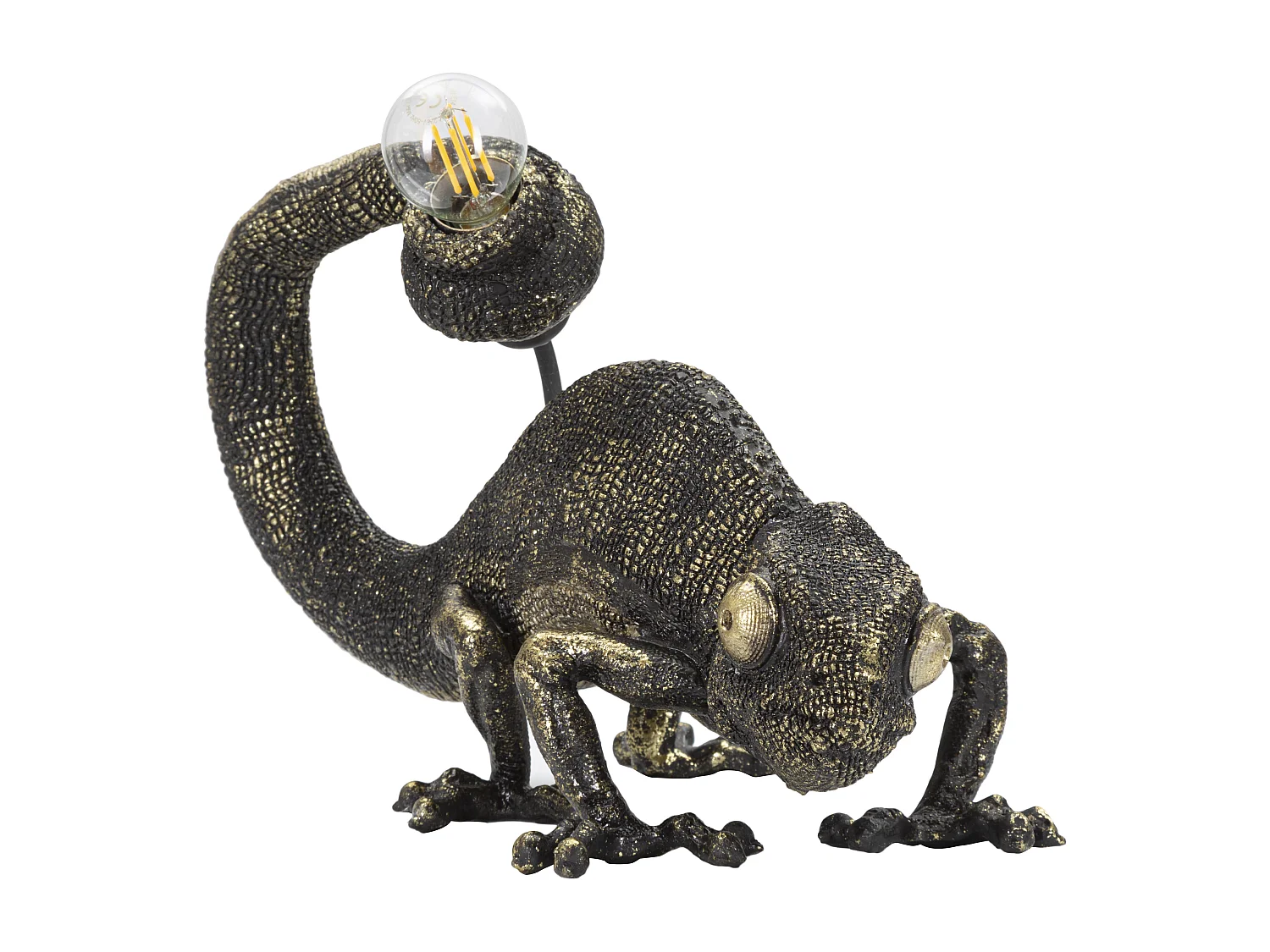 Lampe à Poser en Résine "Lézard" 37cm Noir & Or