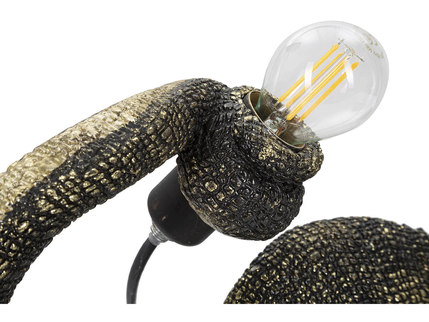 Lampe à Poser en Résine "Lézard" 37cm Noir & Or