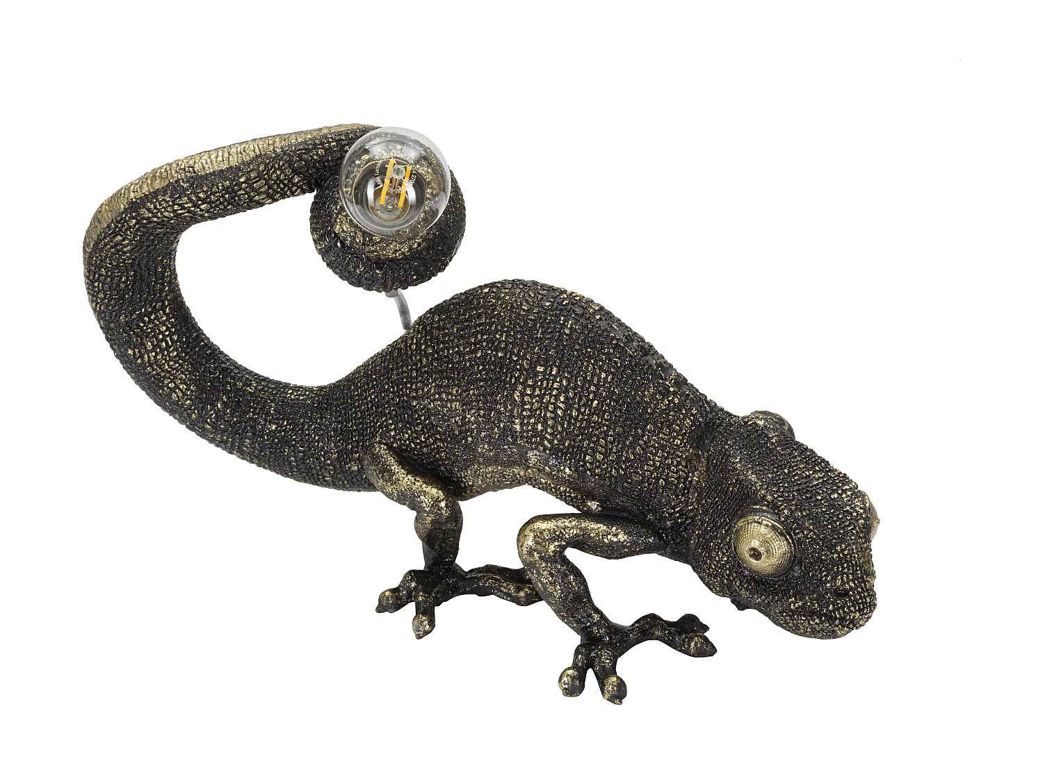 Lampe à Poser en Résine "Lézard" 37cm Noir & Or