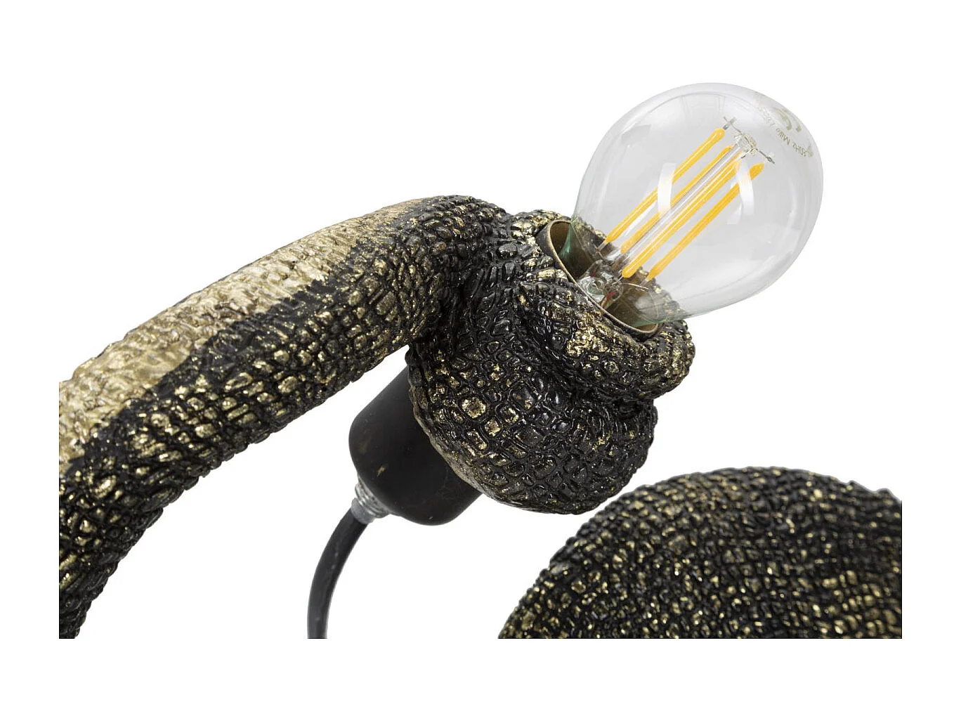 Lampe à Poser en Résine "Lézard" 37cm Noir & Or
