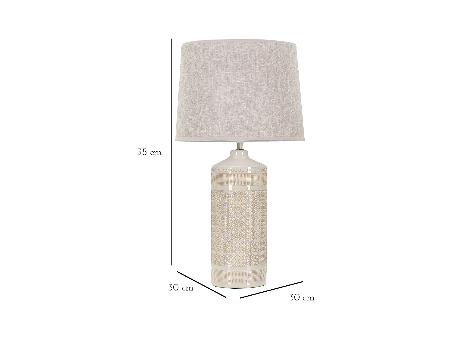 Lampe à Poser en Céramique "Graphs" 55cm Crème