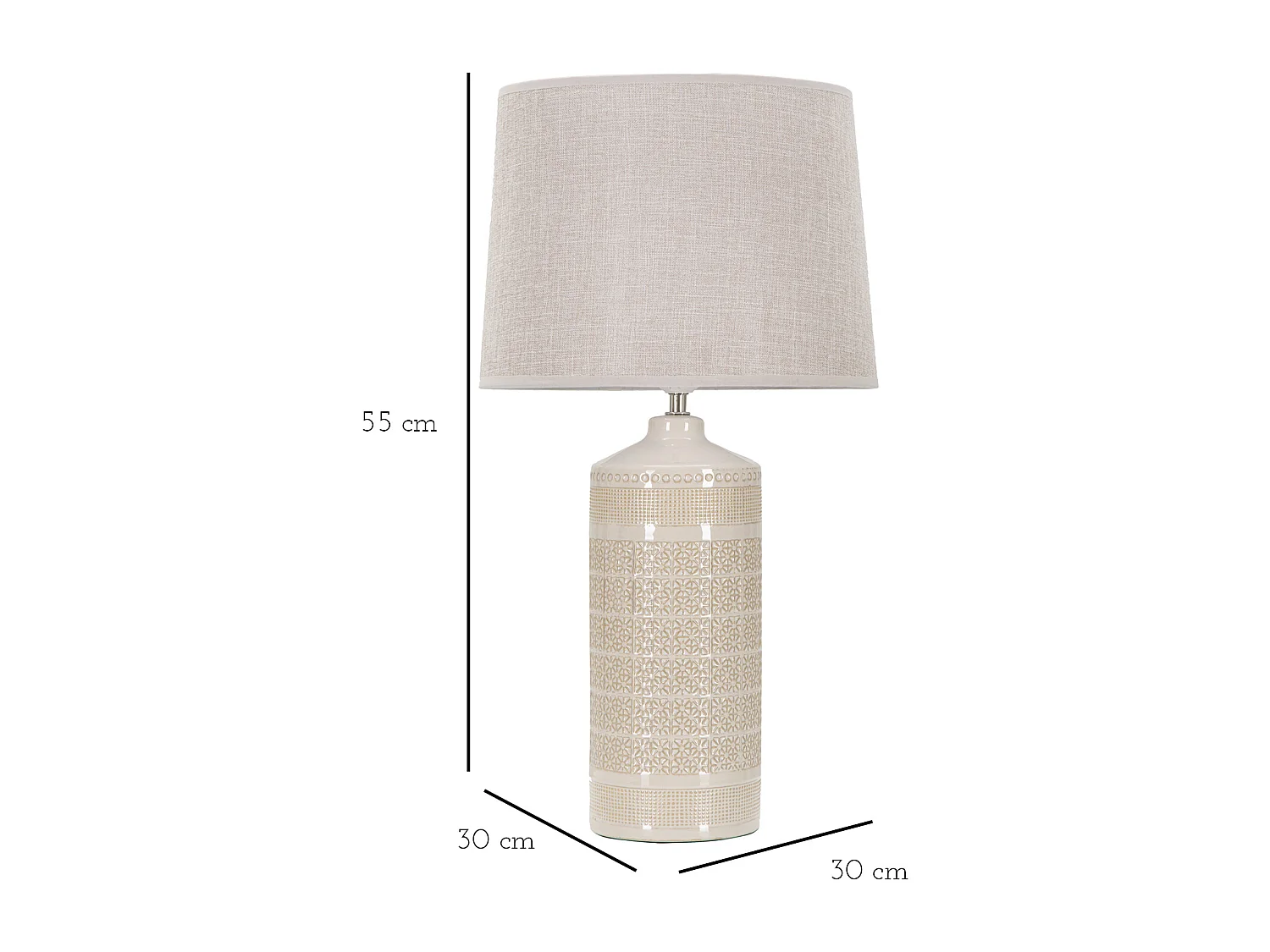 Lampe à Poser en Céramique "Graphs" 55cm Crème