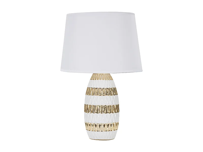 Lampe de table en céramique blanche et dorée Ø cm 33x50