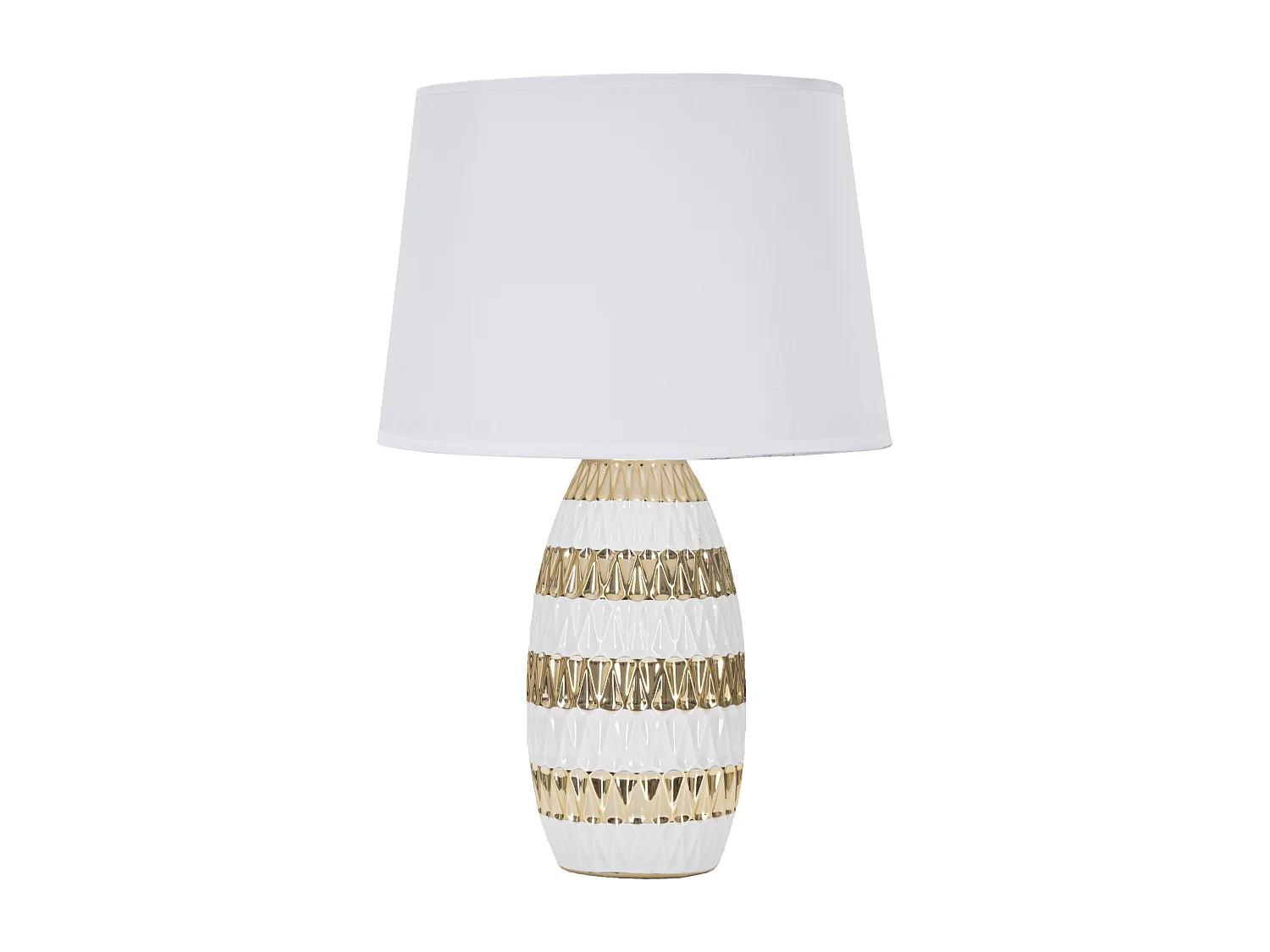 Lampe de table en céramique blanche et dorée Ø cm 33x50